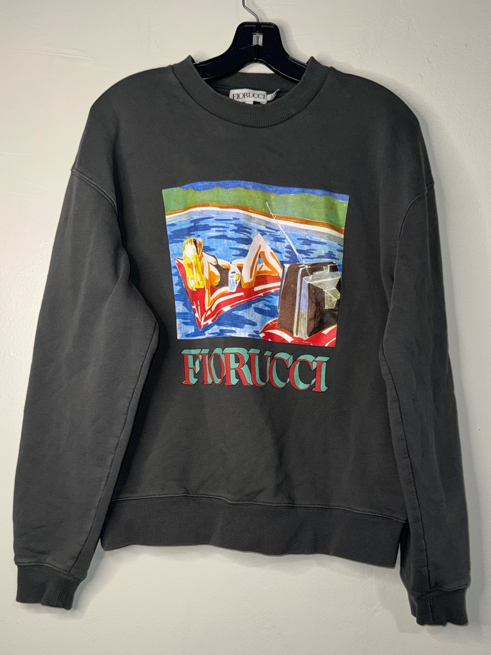 Fiorucci Charcoal Sweatshirt with Multicolor Lakeside Graphic